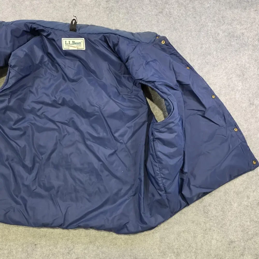 Vintage LL Bean Vest Mens XL Blue Nylon Insulated Snap Puffer‎ Made USA 90s 80s